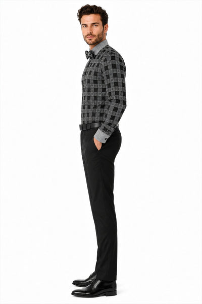 Daniel Ellissa Ds3779BP2 Men's French Cuff Black Men's Dress Shirt