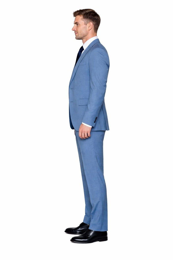 Dusty Blue Modern Tailored 3-Piece Formal Suit with Midnight Accents