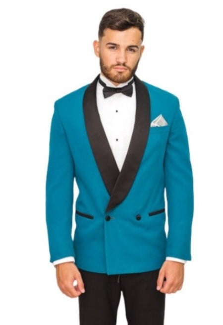 Mens "Tiffany Blue" Velvet Tuxedo Suit - Blazer - Velvet Sport Coat + Black Pants