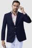 "EJ Samuel Men's Modern 2-Button Navy Blue Club Blazer" - USA Men's Outlet