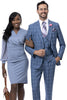 EJ Samuel Men's Teal Blue Vested Windowpane Suit: Refined One-Button Style. - USA Men's Outlet