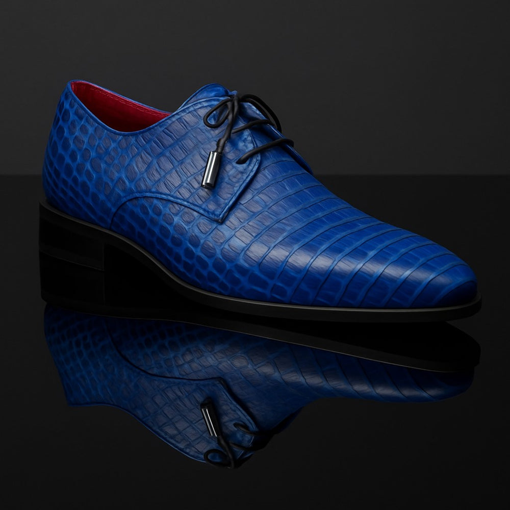 Marco Di Milano Lacio Electric Blue Caiman Crocodile Derby