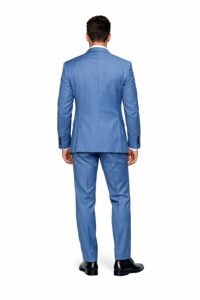 Dusty Blue Modern Tailored 3-Piece Formal Suit with Midnight Accents