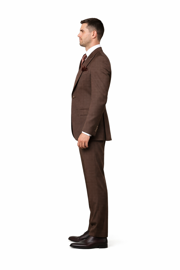Espresso Regent Textured 3-Piece Prestige Suit by Rossiman