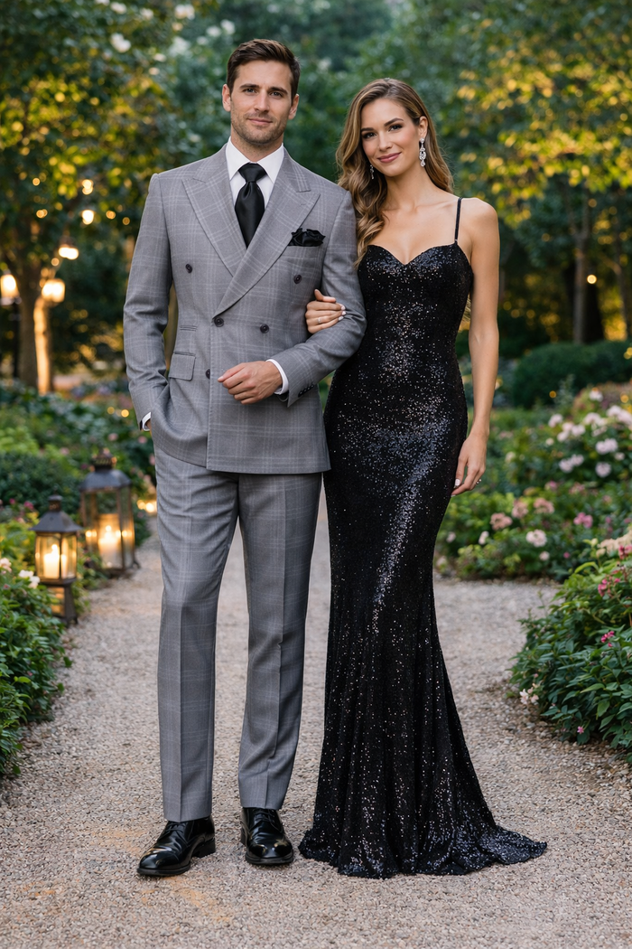Grey Windowpane Double-Breasted 3-Piece Executive Suit