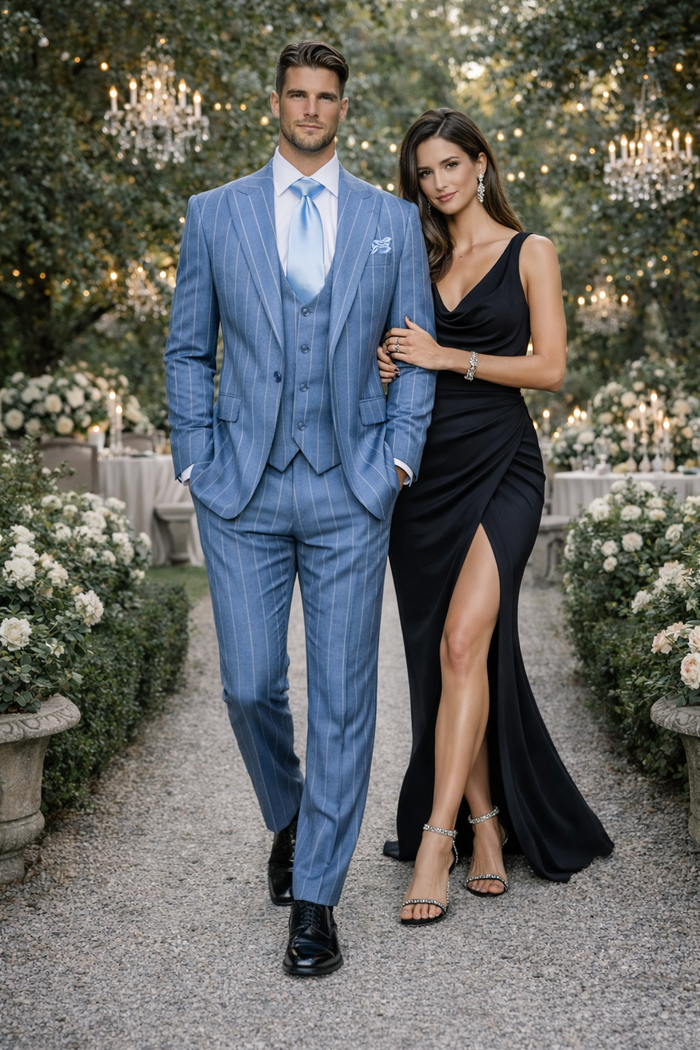 Icecrest Blue Pinstripe 3-Piece Elite Suit by Rossiman