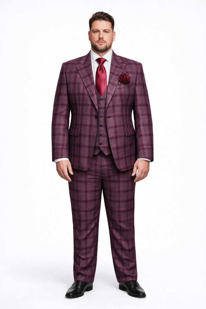 Purple Plaid Double-Breasted 3-Piece Signature Suit