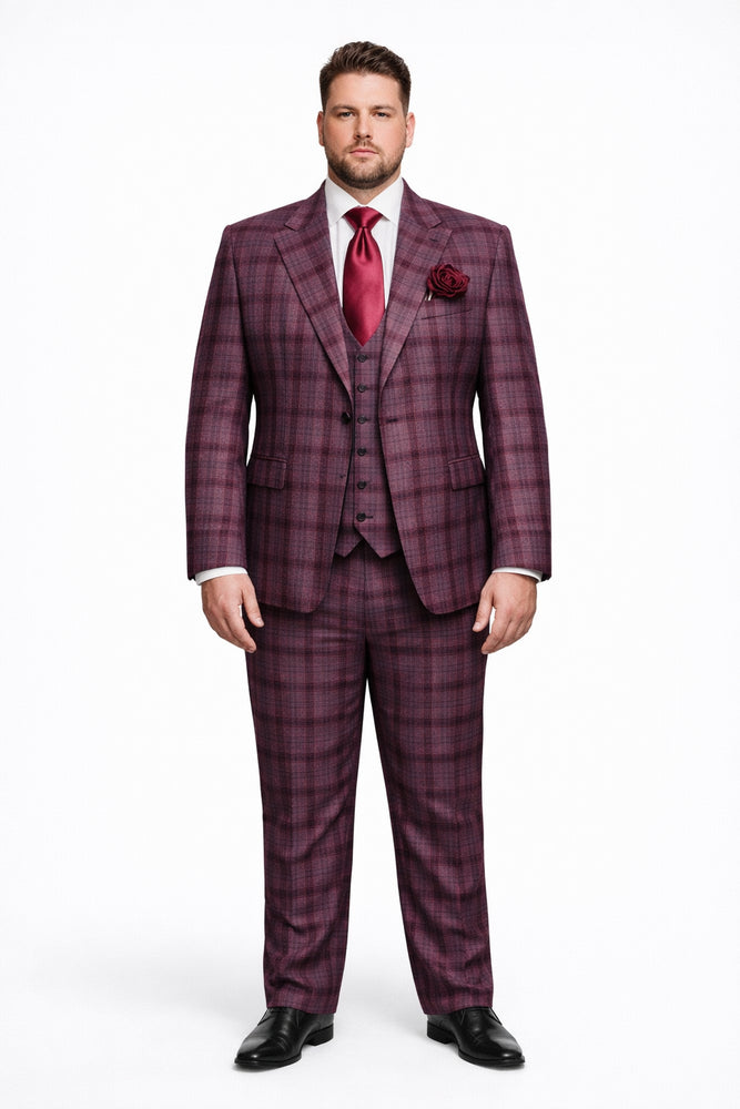 Purple Plaid Double-Breasted 3-Piece Signature Suit