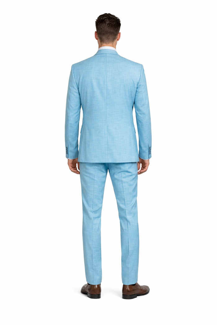 Aqua Horizon Textured Blue 3-Piece Luxe Suit by Rossiman
