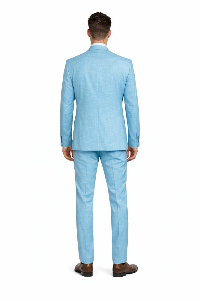 Aqua Horizon Textured Blue 3-Piece Luxe Suit by Rossiman