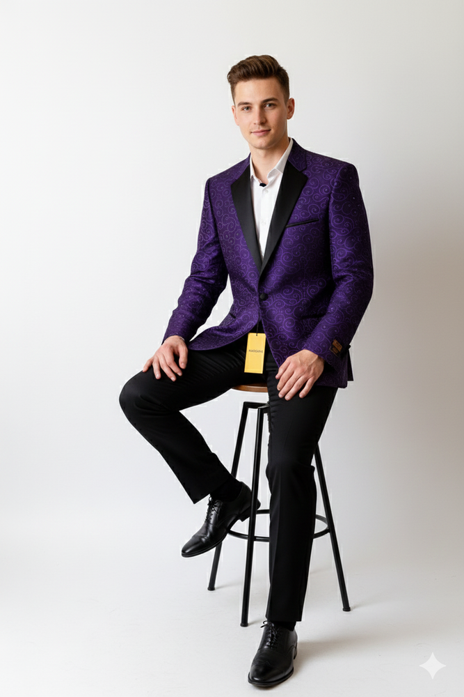 Purple Buttons Closure Floral Sportcoat