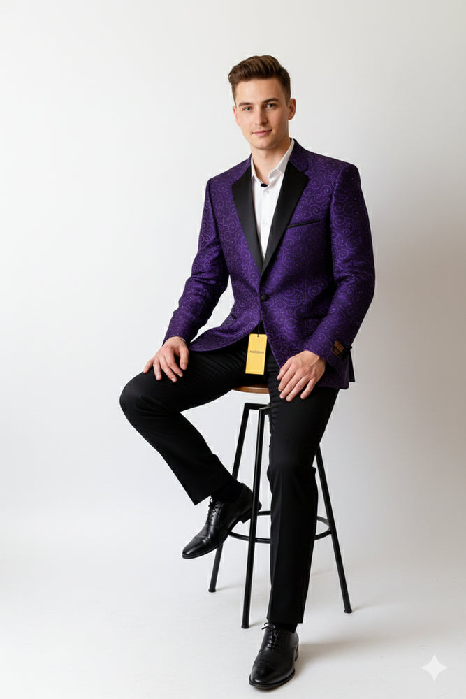 Purple Buttons Closure Floral Sportcoat
