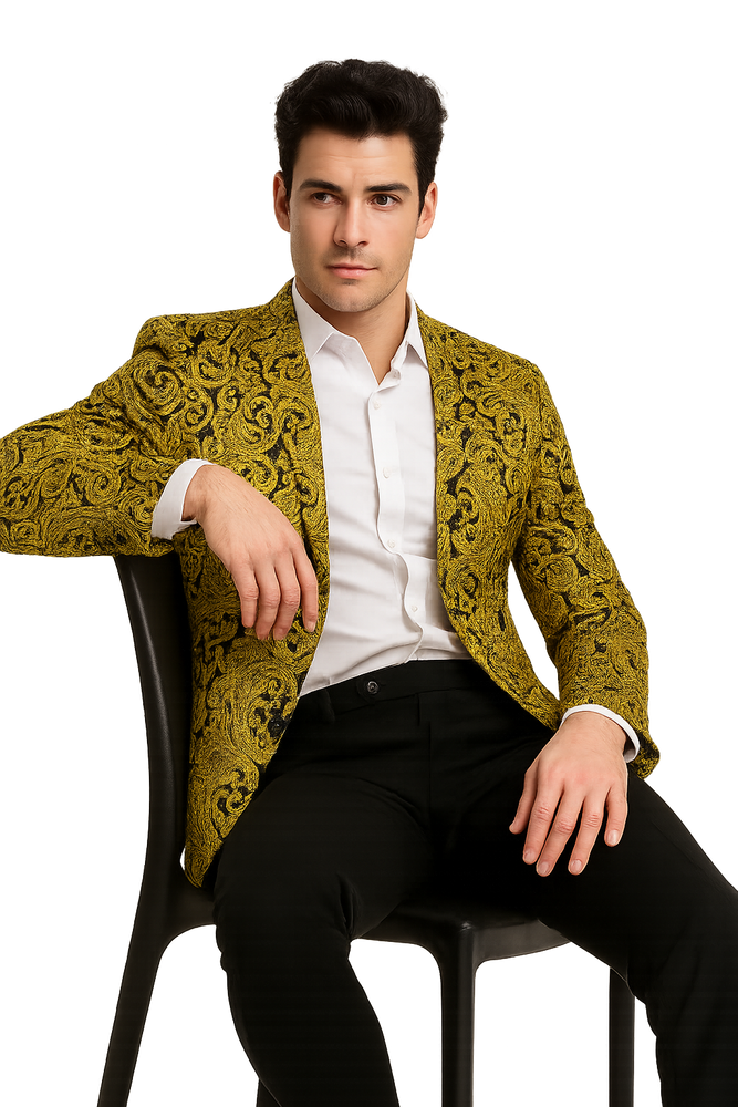 Big and Tall Tuxedo Fashionable Paisley Tuxedo Sparkling Pattern Blazer Available In Big and Tall Sizes