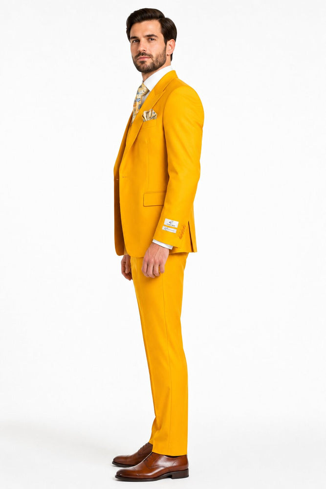Rossi Man ELI RM103 – Modern Fit 3-Piece Men’s Suit in Bold Yellow