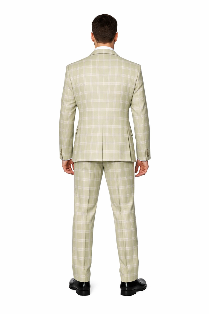 Rossiman Elite Cream Checkered 3-Piece Prestige Suit
