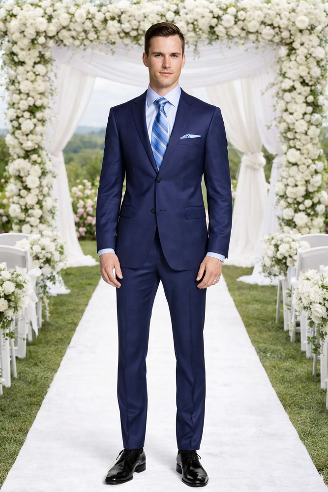 ENZO 150’s Super Wool 2-Button Suits in 6 Solid Fabrics Colors
