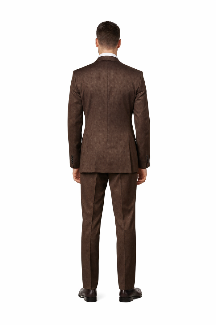 Espresso Regent Textured 3-Piece Prestige Suit by Rossiman