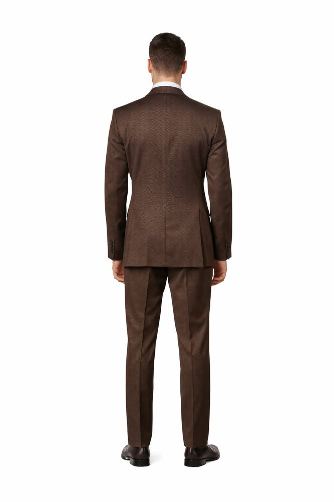 Espresso Regent Textured 3-Piece Prestige Suit by Rossiman