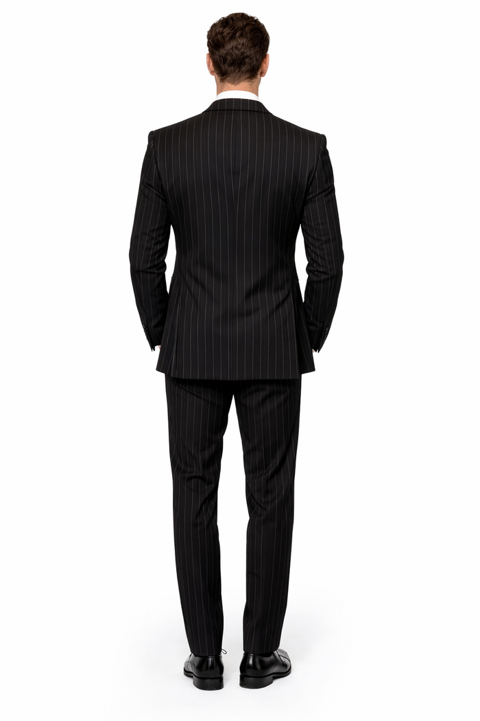 Rossiman Executive Noir Pinstripe 3-Piece Power Suit