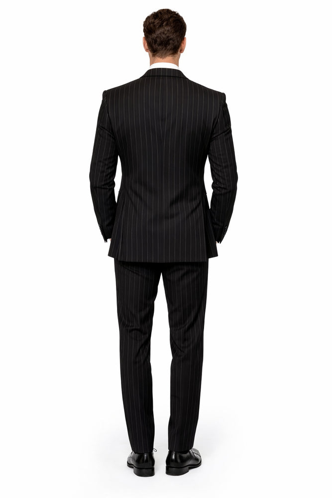 Rossiman Executive Noir Pinstripe 3-Piece Power Suit