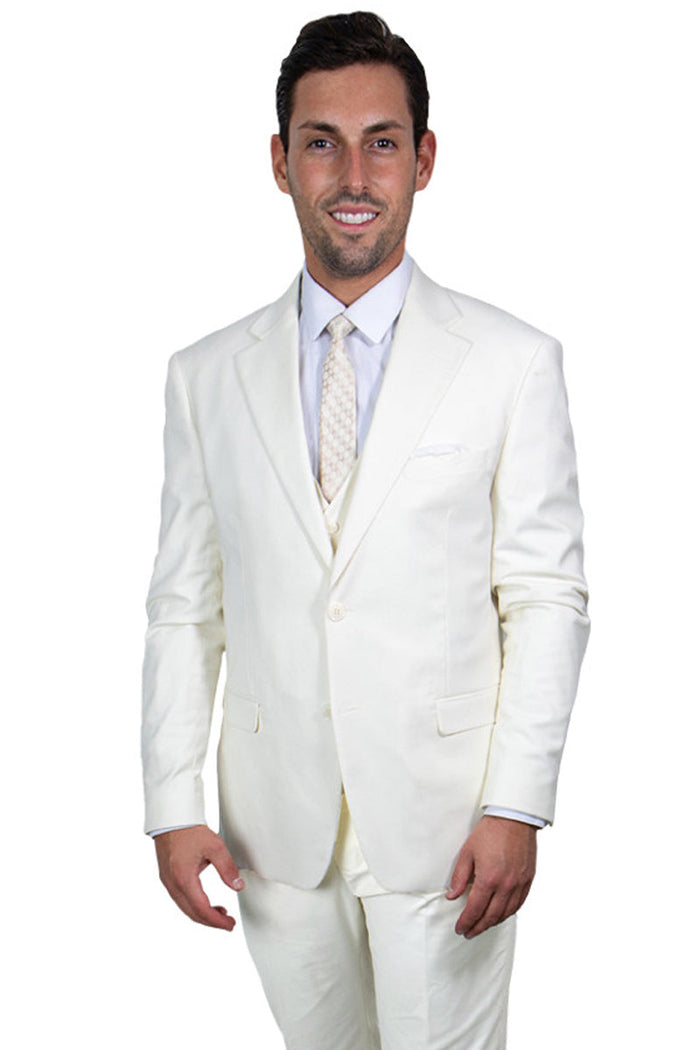 Men's Ivory Suit Three Piece Set by Stacy Adams - Wedding - Prom