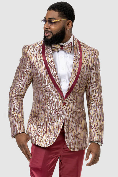 Burgundy and gold Tuxedo