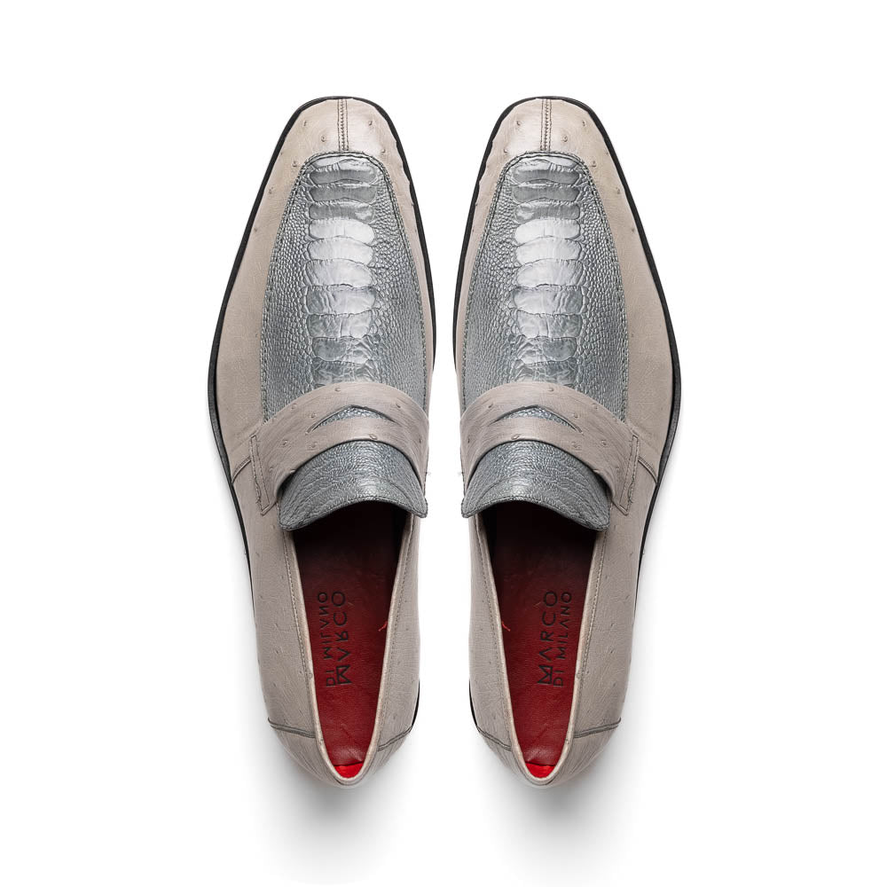 Marco_Di_Milano Fangio Gray Leather Loafers