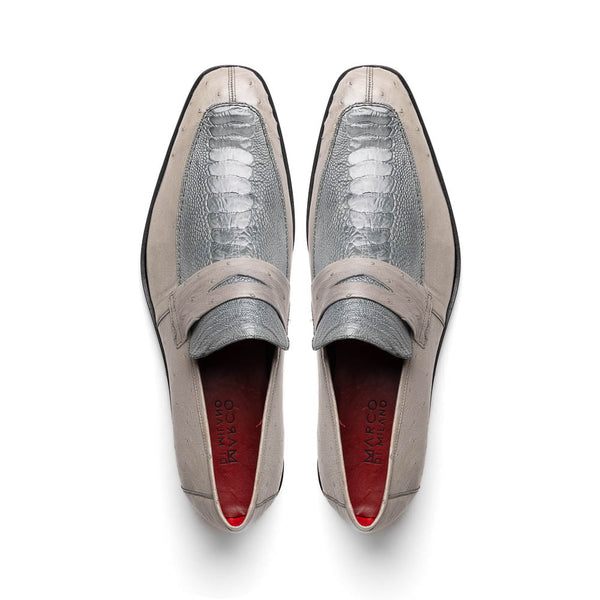 Marco_Di_Milano Fangio Gray Leather Loafers
