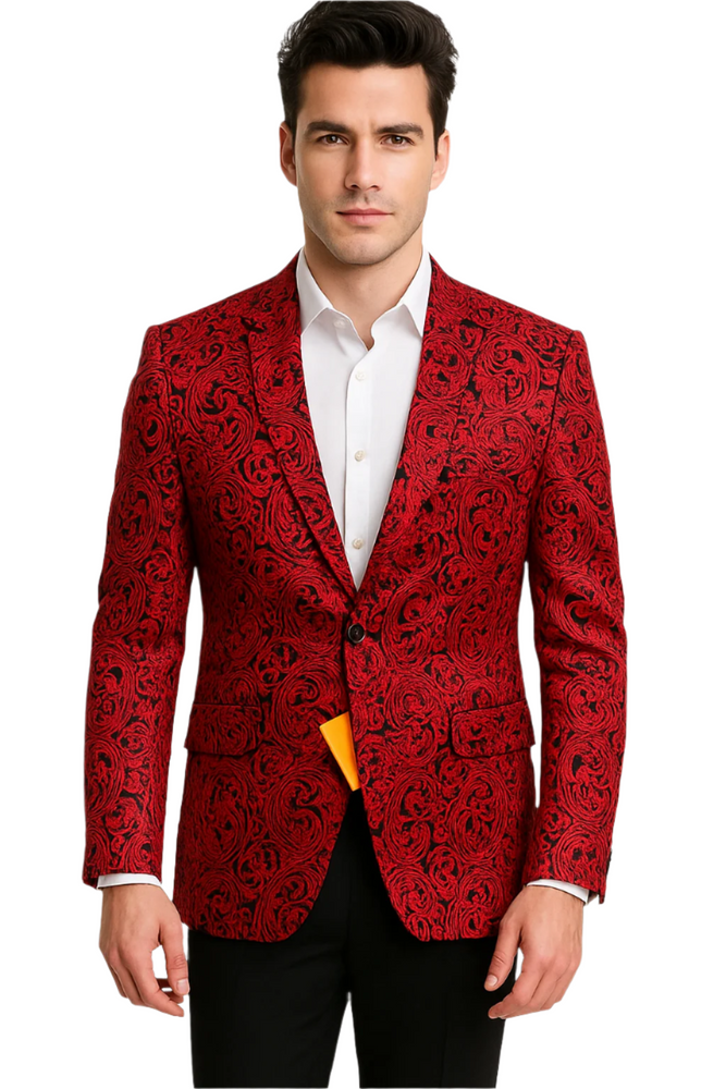 Big and Tall Tuxedo Fashionable Paisley Tuxedo Sparkling Pattern Blazer Available In Big and Tall Sizes