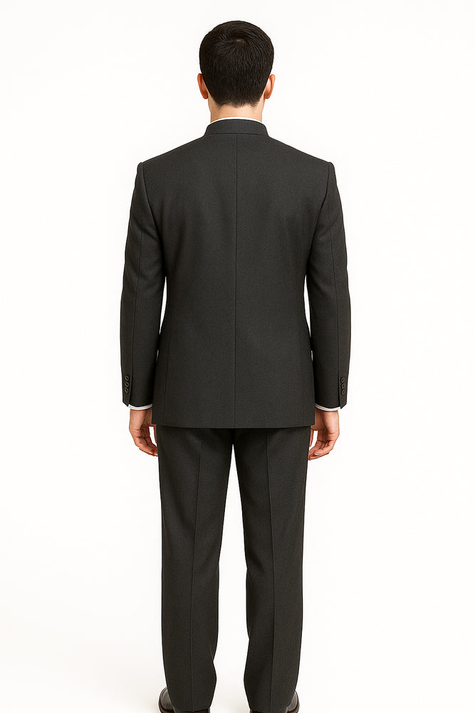 Men's Suit Mandarin Collar Black Pinstripe 5 Button Chinese Nehru Banded Collar Style Three Piece Low Priced Fashion Outfits Suits