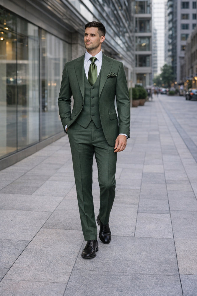 Forest Chancellor Green 3-Piece Tailored Luxe Suit by Rossiman