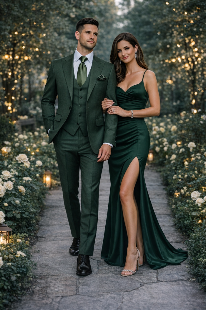 Forest Chancellor Green 3-Piece Tailored Luxe Suit by Rossiman
