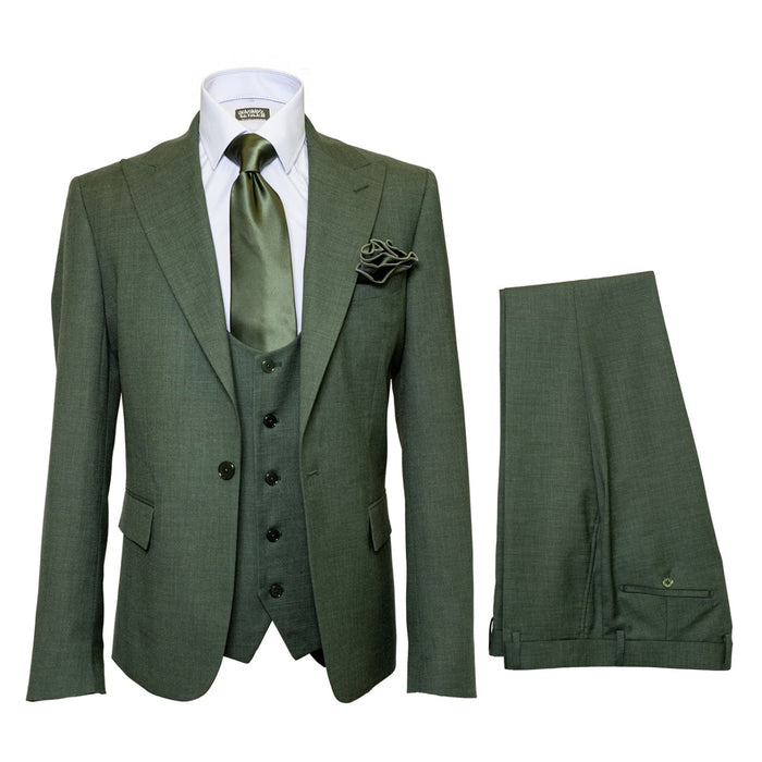 Forest Chancellor Green 3-Piece Tailored Luxe Suit by Rossiman