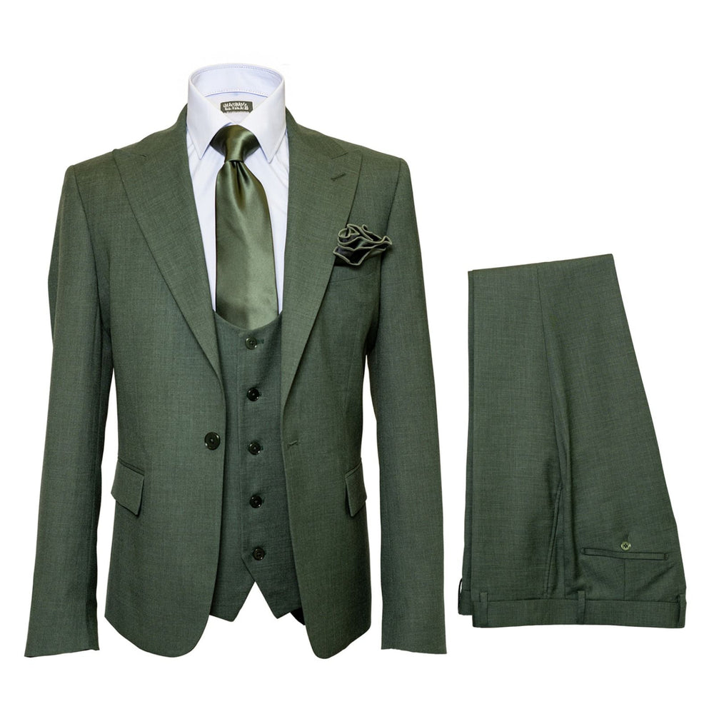 Forest Chancellor Green 3-Piece Tailored Luxe Suit by Rossiman