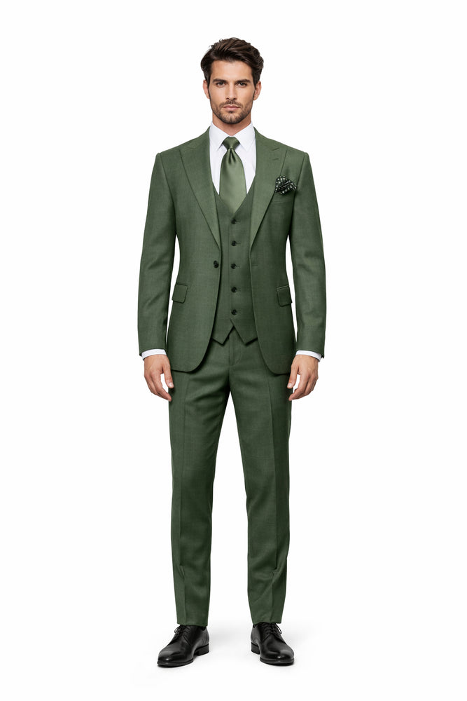 Forest Chancellor Green 3-Piece Tailored Luxe Suit by Rossiman