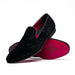 Zelli Formal II Black Velvet Loafer with Hand-Stitched Crocodile Vamp