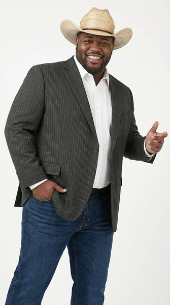 Mens Black Pinstripe Western Blazer – Classic Cowboy Style Jacket for Business, Formal and Smart Casual Wear