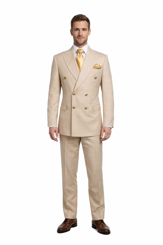 Imperial Sand Double-Breasted 2-Piece Power Suit by Rossiman