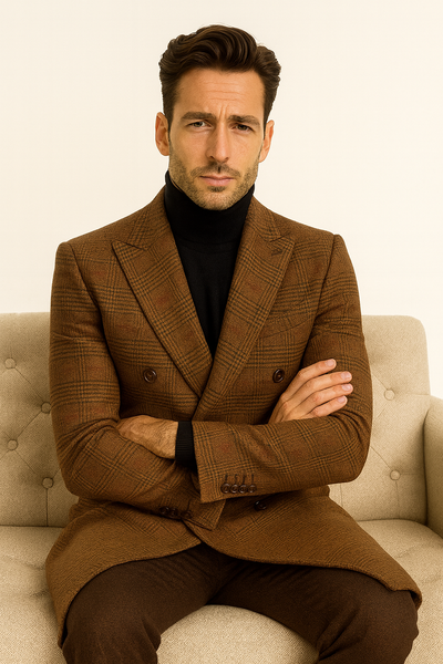 Mens Plaid Overcoat - Peacoat - Plaid Topcoats