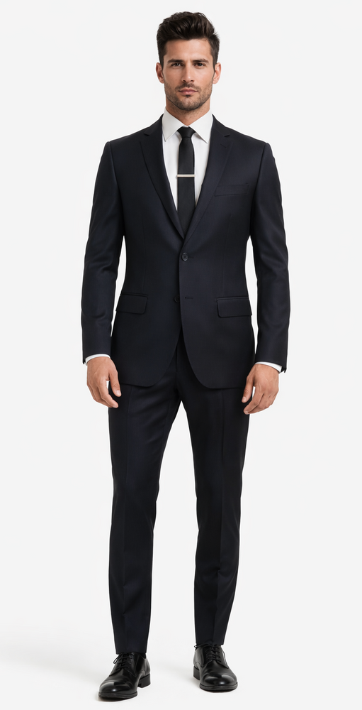 Galante Uomo Made in Italy Wool Black Suit