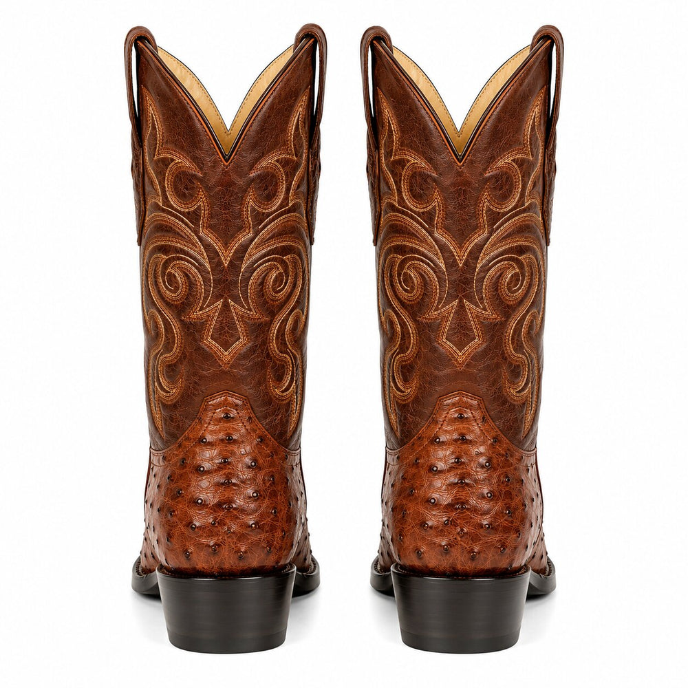 Los Altos Men's Kango Tabac Genuine Ostrich Round Toe Boots