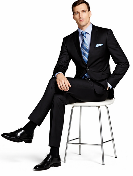 Giorgio Fiorelli Black and French Blue Two-Button Suit