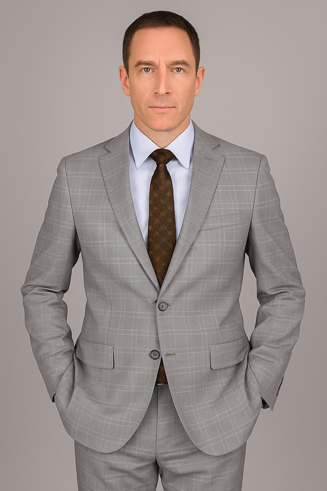 Giorgio Fiorelli Suit Men's Two Buttons Plaid Authentic Giorgio Fiorelli Brand suits Flat Front Pants