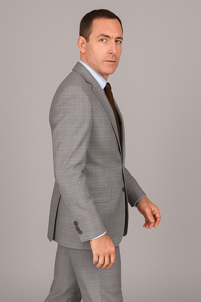 Giorgio Fiorelli Suit Men's Two Buttons Plaid Authentic Giorgio Fiorelli Brand suits Flat Front Pants