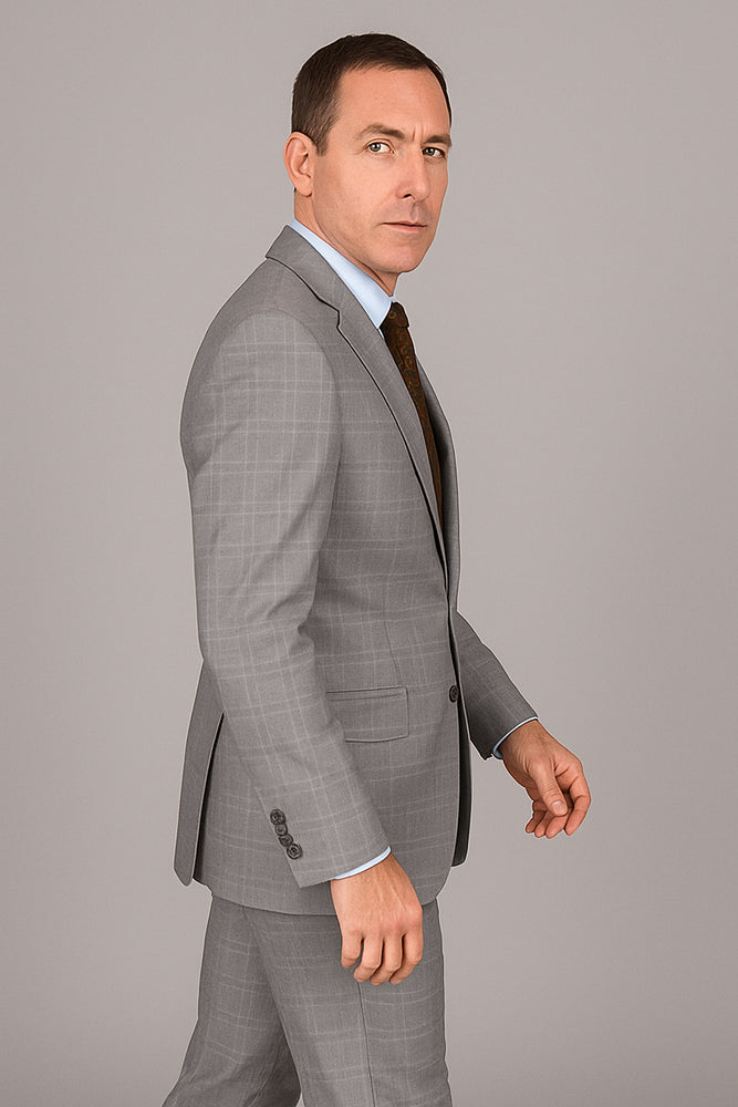 Giorgio Fiorelli Suit Men's Two Buttons Plaid Authentic Giorgio Fiorelli Brand suits Flat Front Pants