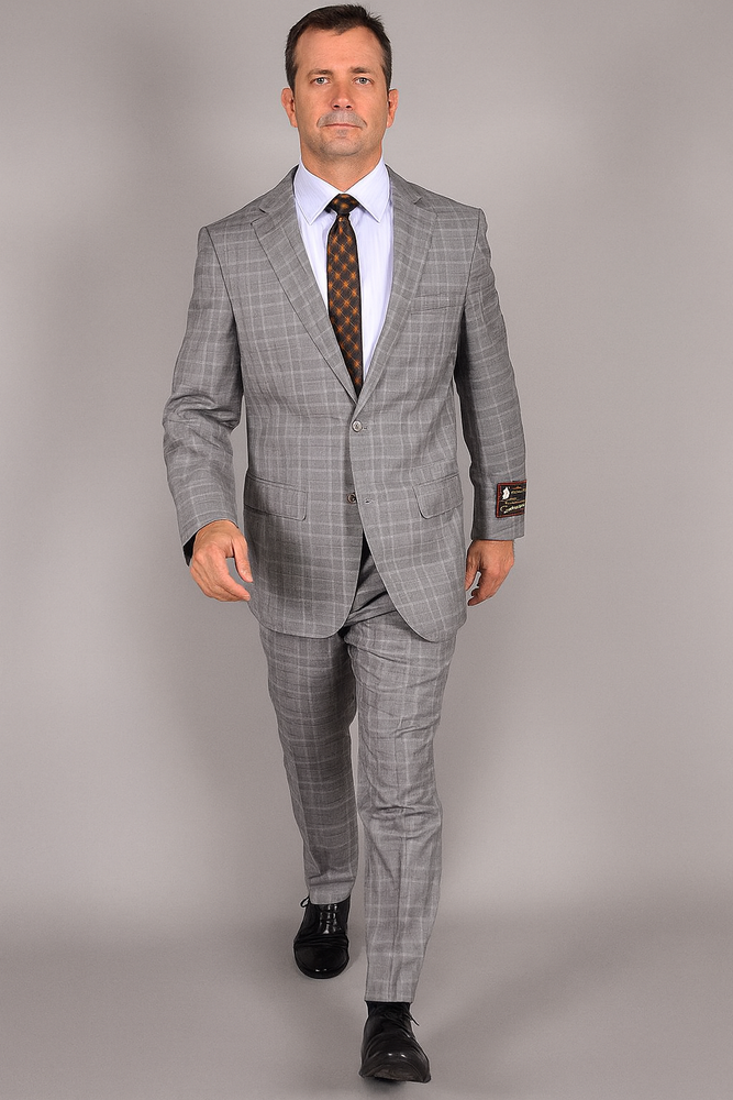 Giorgio Fiorelli Suit Men's Two Buttons Plaid Authentic Giorgio Fiorelli Brand suits Flat Front Pants