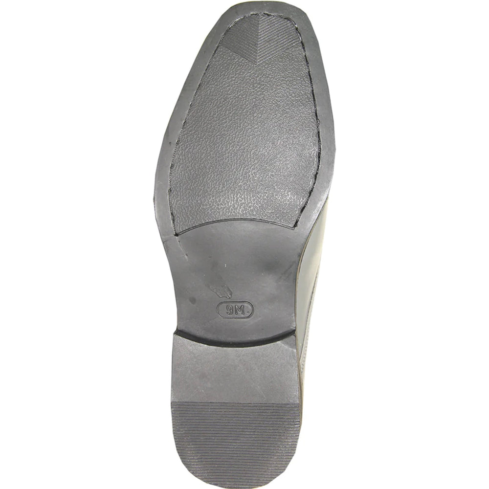 Bravo Mens Classic Plain Square Toe Shiny Patent Tuxedo Dress Shoe in Grey