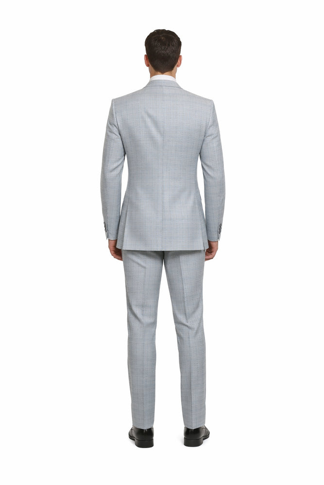 Glacier Crosshatch Light Grey 3-Piece Modern Luxe Suit by Rossiman