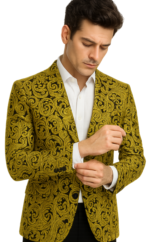 Big and Tall Tuxedo Fashionable Paisley Tuxedo Sparkling Pattern Blazer Available In Big and Tall Sizes