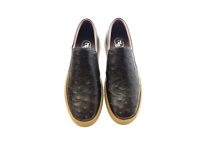 P01301 Grafton Genuine Ostrich Fashion Loafer- Brown